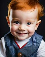 ai genererad närbild porträtt leende babygenererad bild foto