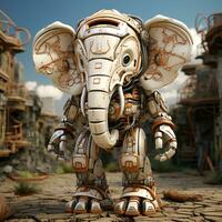 ai genererad 3d tecknad serie elefant robot foto