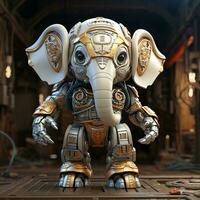 ai genererad 3d tecknad serie elefant robot foto