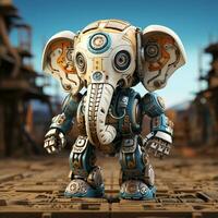 ai genererad 3d tecknad serie elefant robot foto