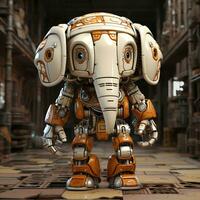ai genererad 3d tecknad serie elefant robot foto