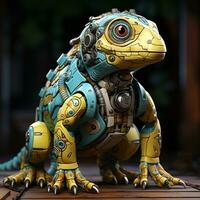 ai genererad 3d tecknad serie iguanodon robot foto