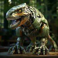 ai genererad 3d tecknad serie tyrannosaurus rex robot foto