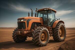 ai genererad modern traktor på en färgad bakgrund. ai generativ foto
