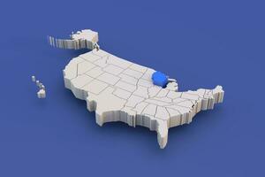 Wisconsin stat av USA Karta med vit stater en 3d förenad stater av Amerika Karta foto