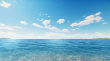 ai genererad marinmålning med en bred horisont och blå himmel foto