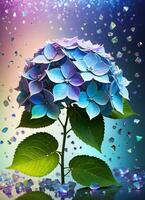 ai genererad hortensia holografiska blommor foto