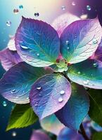 ai genererad hortensia holografiska blommor foto