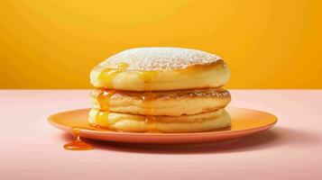 ai genererad utsökt fluffig japansk souffle pannkakor foto