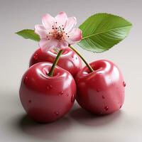 ai genererad 3d tecknad serie realistisk söt äpple frukt foto