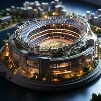 ai genererad 3d miniatyr- modell av de stadion foto