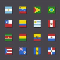 söder Amerika flagga ikon uppsättning fyrkant form platt design vektor illustration foto