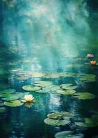 ai genererad bakgrund natur växt blommig sjö vatten sommar blomma flora lotus blomma lilja vit foto
