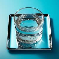 ai genererad glas av vatten på de tabell, pastell isolerat bakgrund - ai genererad bild foto