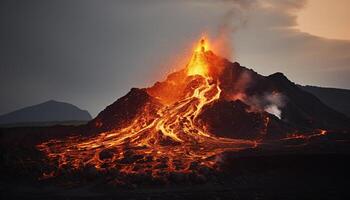 ai genererad lysande bål bryter ut, smältande stål i natur eldig inferno genererad förbi ai foto