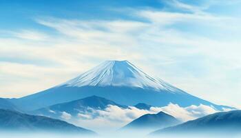 ai genererad majestätisk berg topp, snötäckt och lugn, i japansk höst genererad förbi ai foto