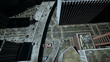 stadsbild fångad från ovan, visa upp de vibrerande energi av urban liv foto