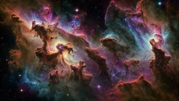 ai genererad majestätisk färgrik starry Plats galax moln nebulosa foto