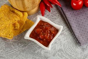 kryddad mexikansk sås salsa dopp foto