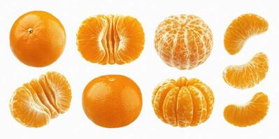 mandarin, mandarin, clementine isolerat på vit bakgrund. samling foto
