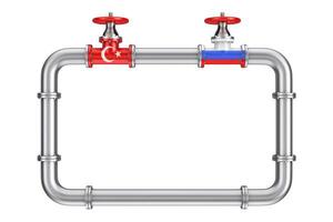 de gas rörledning med ventiler och flaggor Kalkon och ryssland med fri Plats för din design. 3d tolkning foto