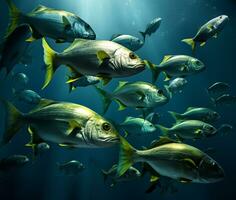 ai genererad skön grupp av fisk under vattnet foto