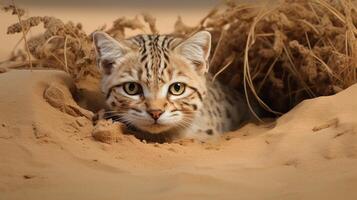 ai genererad sand katt natura djur- tapet bakgrund foto