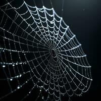 ai genererad Spindel webb isolerat i svart bakgrund ai generativ foto
