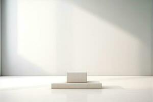 ai genererad abstrakt geometrisk formulär. podium för din design. foto
