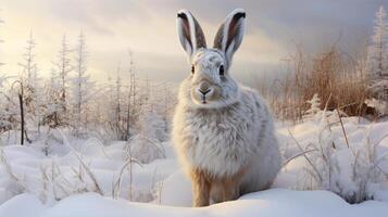 ai genererad snösko hare natura djur- tapet bakgrund foto