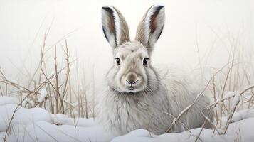 ai genererad snösko hare natura djur- tapet bakgrund foto