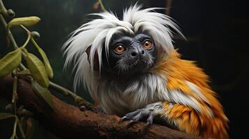 ai genererad tamarin natura djur- tapet bakgrund foto