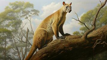 ai genererad träd känguru natura djur- tapet bakgrund foto