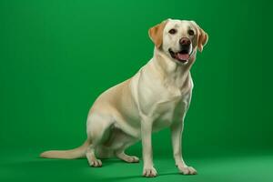 ai genererad en labrador retriever hund är stående på en grön skärm foto