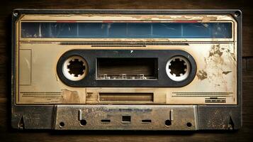 ai genererad generativ ai, Foto av gammal audio tejp kassett, årgång nostalgisk objekt för de design av de 80s