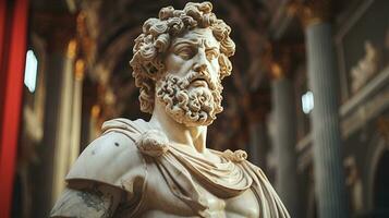 ai genererad generativ ai, stoicism begrepp, skulptur av en stoisk, representerar filosofi, gammal grekisk Gud staty foto