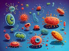 ai genererad bakterie och virus, vetenskaplig begrepp, microbiome foto
