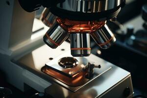 ai genererad medicinsk mikroskop utbildning experimentera biologi kemi forskning bioteknik foto