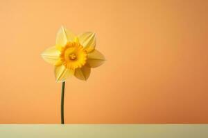 ai genererad färsk ljus säsong- vår natur skönhet grön påsklilja blommig gul blomning foto