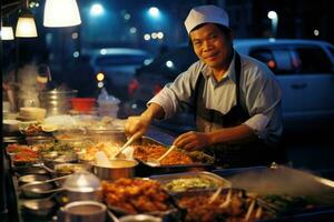 ai genererad Asien kvinna thailand utsökt måltid restaurang färsk person thai turism kök varm foto