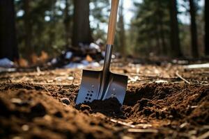 ai genererad bakgrund verktyg organisk lantlig Utrustning hobby utomhus jord vår jordbruk grävning foto