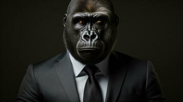 ai genererad djur gorilla ansikte apa däggdjur primat vild svart apa stor vilda djur och växter silverback foto