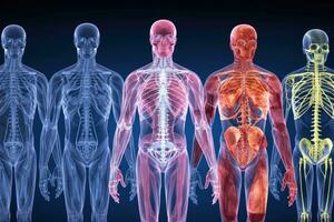 ai genererad ben spinal skelett manlig illustration hälsa medicinsk anatomi organ kropp anatomisk foto