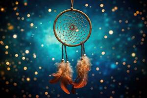 ai genererad andlighet fjäder stam- inföding bakgrund anda amulett hantverk dröm symbol konst foto