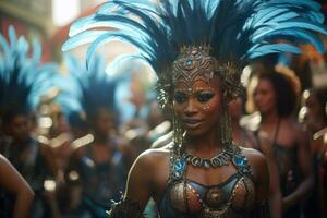 ai genererad skönhet Semester festival person parad Brasilien dansare carnaval fest firande musik foto