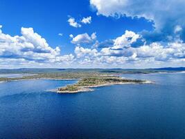 antenn se från en Drönare tagen på copeton damm nordlig förstränder ut nära inverell, ny söder Wales, 2360, Australien foto