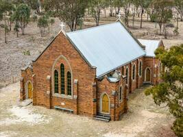 antenn se av en kyrka byggnad, tagen på delungra, nsw, Australien foto