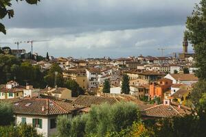 Foto med de panorama av de medeltida stad av florens i de område av Toscana, Italien