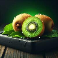 ai genererad mogen kiwi, skiva kiwi frukt foto