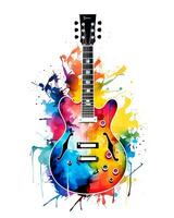 ai genererad se av en vattenfärg gitarr design foto